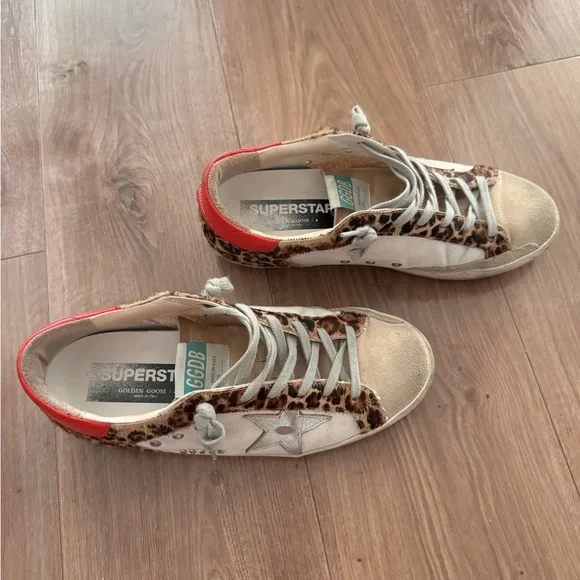 Golden Goose Leopard Sneakers with Red and White Details - Picture 7 of 8